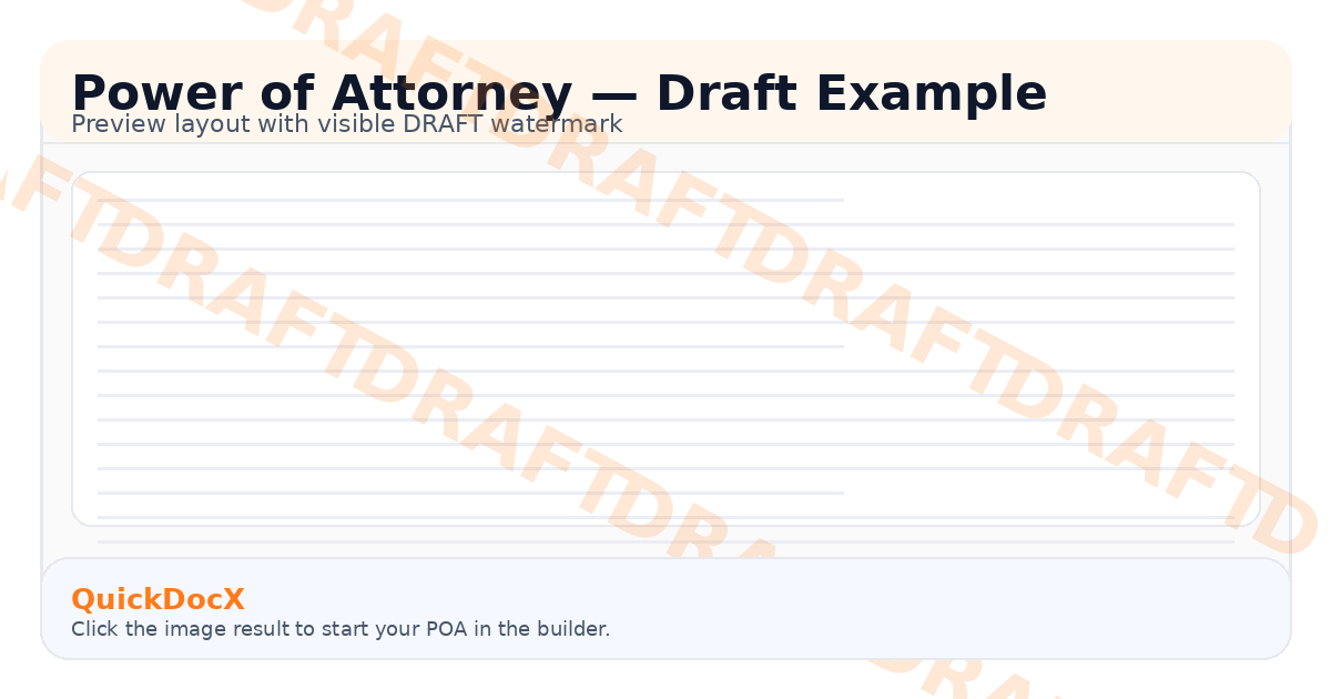 Power of attorney draft example (QuickDocX) — DRAFT preview